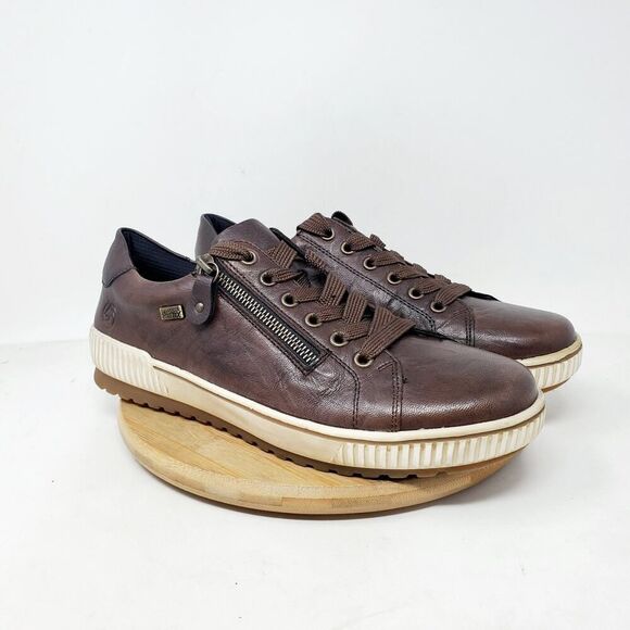 Remonte Shoes Womens 41 Maditta Brown Leather Zip Oxford Comfort Sneaker - Picture 6 of 12
